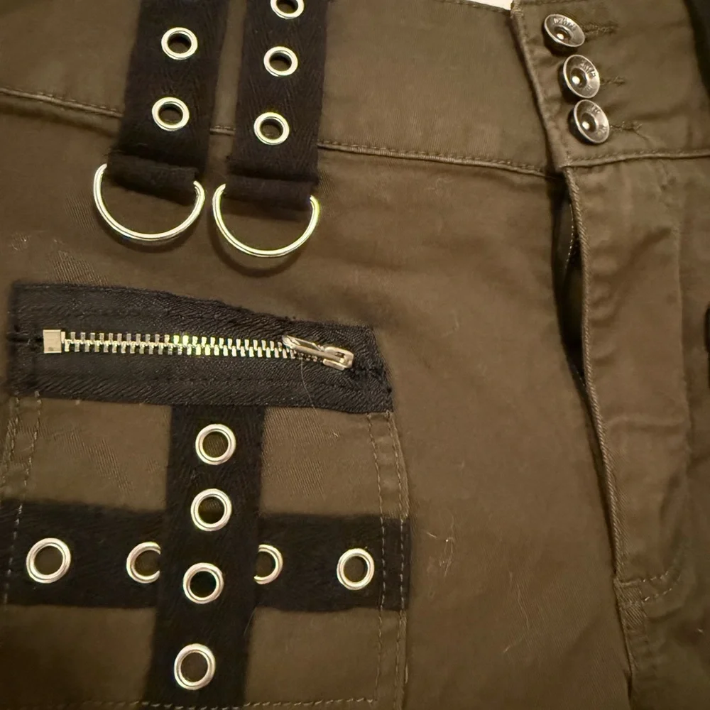 Hot Topic Dark Olive Pants with Black Accents - Picture 5 of 8